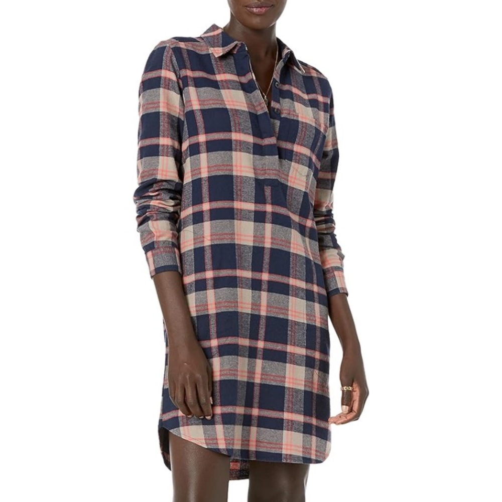 Goodthreads Women's Brushed Flannel Long-Sleeve Relaxed-Fit Popover Shirt Dress